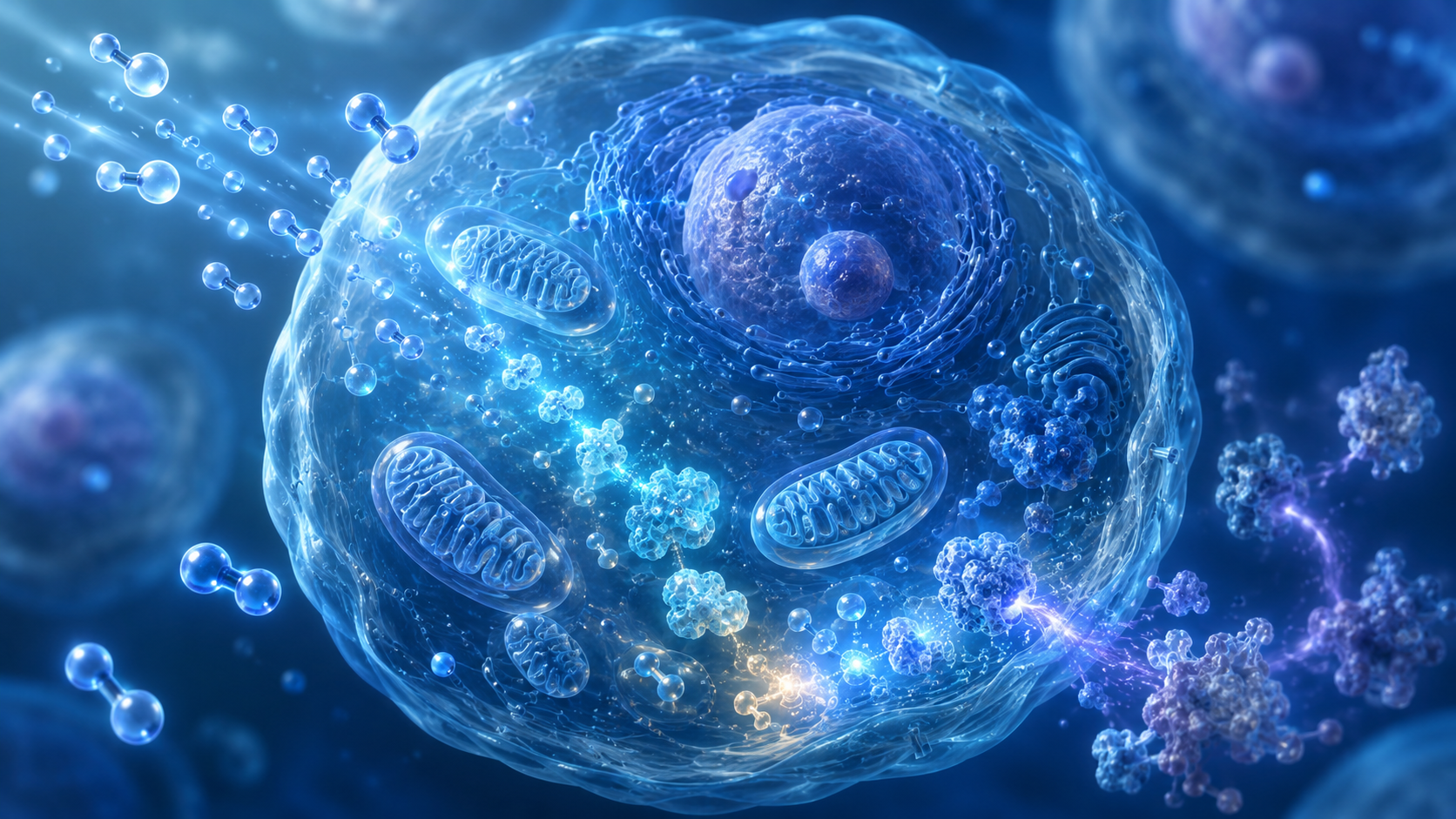 Molecular hydrogen reaching deep inside a cell and its mitochondria