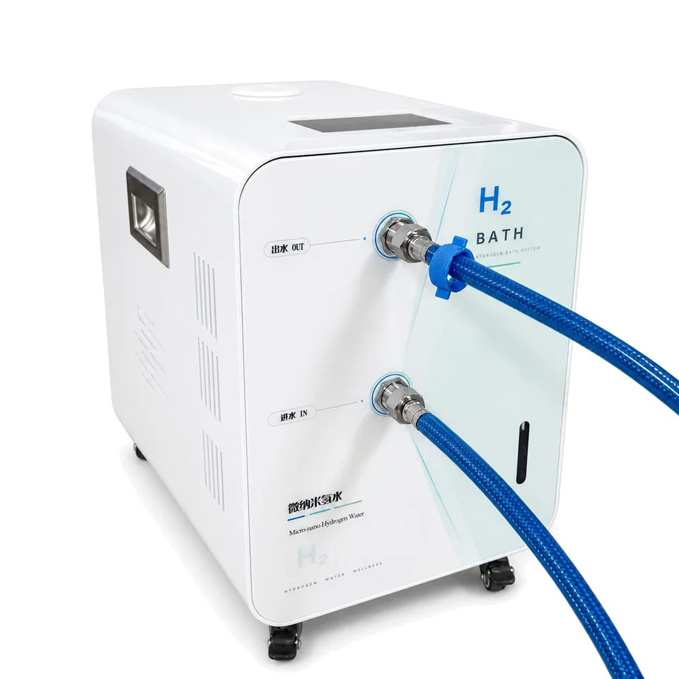 HSPA-2 hydrogen bath machine with its inlet and outlet hoses